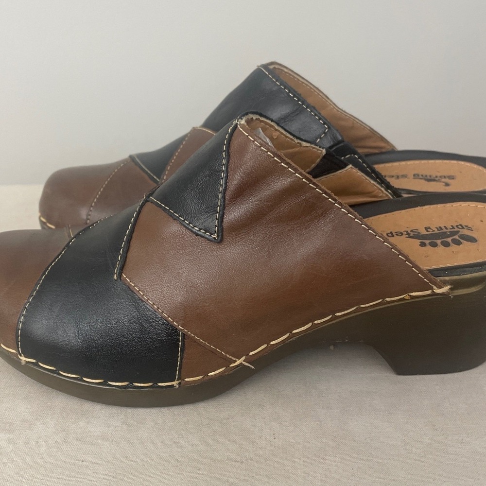 Spring Step Women's Leather Patchwork Clogs Slip … - image 2